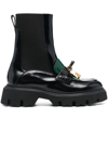 N°21 BLACK AND GREEN CALF LEATHER ANKLE BOOTS