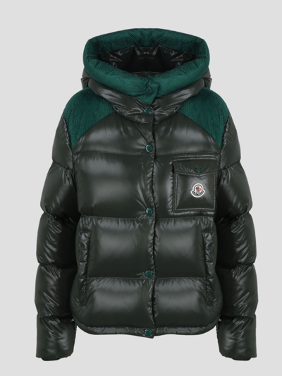 ダウンジャケット・コート MONCLER | Green corduroy splicing down jacket FACHE Moncler Fache Hooded Corduroy-trimmed Quilted Glossed-shell