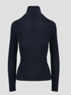 P.a.r.o.s.h Parosh Ribbed Turtleneck Sweater With Elegant Open Back Design In Blue