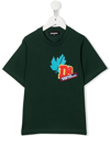 DSQUARED2 KIDS GREEN T-SHIRT WITH PATCH D2KIDS SPORT EDTN.06