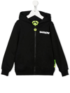 Barrow Black Zippered Hoodie With Front And Back Logo In Nero