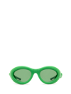 Bottega Veneta Mixed Materials Sunglasses In Green