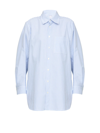 Bottega Veneta Compact Striped Cotton Shirt Dress In Pale Blue