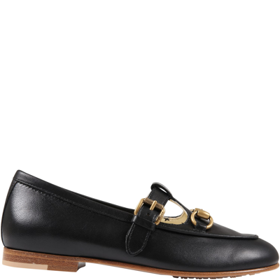GUCCI BLACK LOAFERS FOR KIDS WITH HORSEBIT