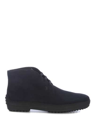 Tod's Ankle Boots Tods In Suede In Blu