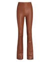 Sprwmn High-waist Flare-leg Cropped Leather Leggings In Brown
