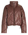 A.l.c Morrison Faux Leather Exaggerated Puffer Jacket In Brown