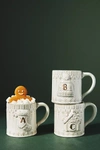 Anthropologie Snowcap Monogram Mug In White