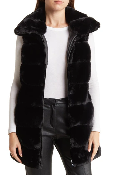 Via Spiga Women's Grooved Hooded Faux-fur Vest In Black