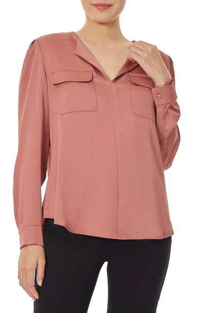 Jones New York Charmeuse Utility Blouse In Pink