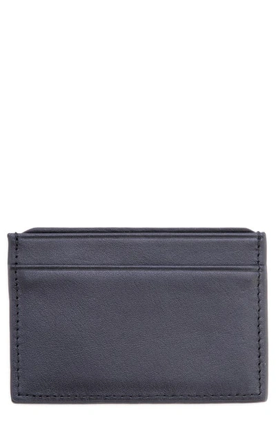 Royce New York Personalized Rfid Leather Card Case In Navy Blue- Deboss