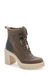 Dolce Vita Women's Collin Lace-up Lug-sole Platform Booties Women's Shoes In Olive Nylon