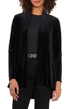 Vince Camuto Shawl Collar Stretch Velvet Cardigan In Rich Black