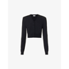 Loewe Cropped V-neck Knitted Cardigan In Black