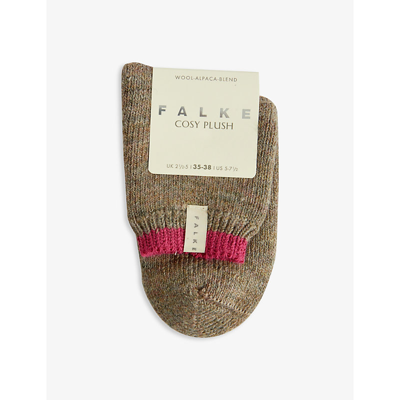 Falke Cosy Plush Cushioned Stretch-knit Socks In Nut Mel.