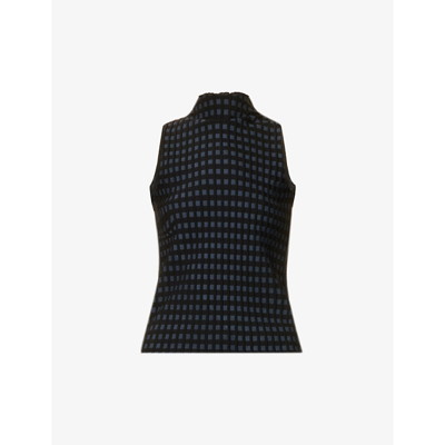 Song For The Mute High-neck Panelled Woven Top In Black