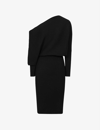 Reiss Lara Off-the-shoulder Stretch-knit Midi Dress In Black