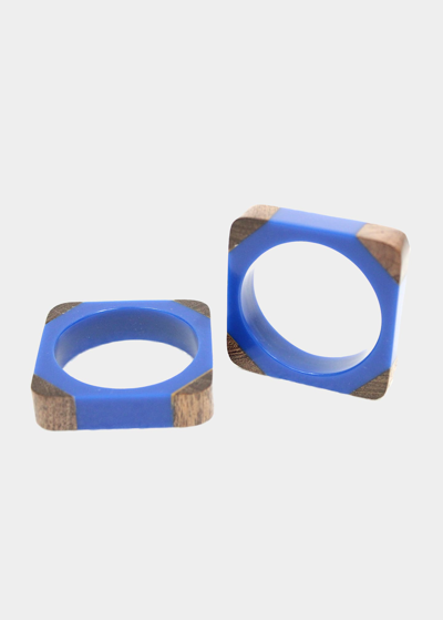 Von Gern Home Quatro Napkin Rings In Blue