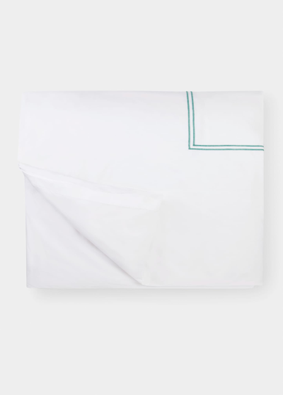 Sferra Grande Hotel Twin Duvet Cover 68" X 86" In White/aqua