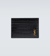 SAINT LAURENT CROC-EFFECT LEATHER CARD HOLDER