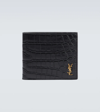 SAINT LAURENT EAST/WEST CROC-EFFECT BIFOLD WALLET