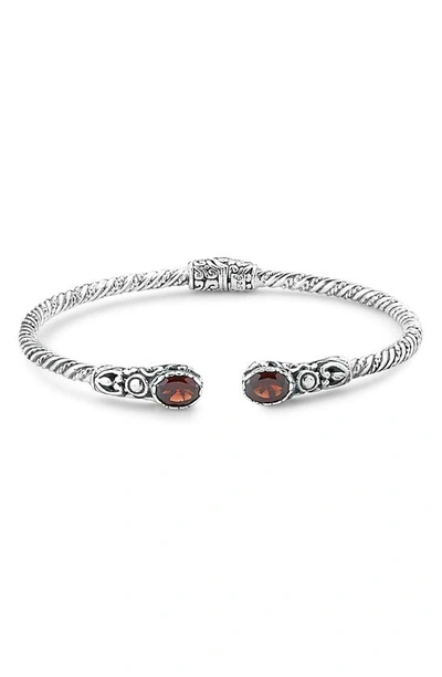 Samuel B. Sterling Silver Oval Garnet Bangle Bracelet In Red