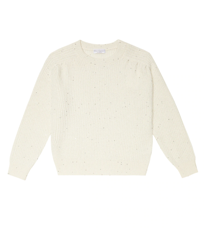 Brunello Cucinelli Kids' Cashmere And Wool-blend Sweater In Panama