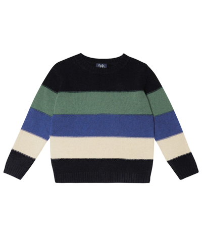 Il Gufo Kids' Striped Wool Sweater In Blue/electric Blue