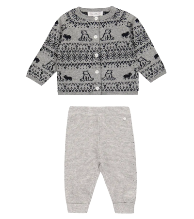 Tartine Et Chocolat Baby Set Of Cardigan And Pants In Gris Chine