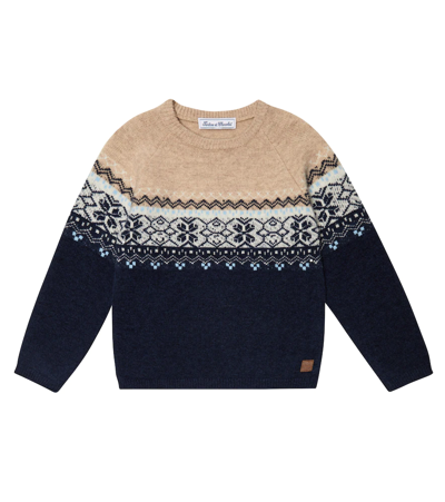 Tartine Et Chocolat Kids' Jacquard Virgin Wool Sweater In Encre