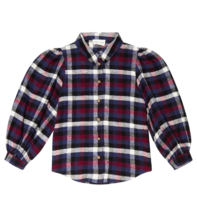 Morley Kids' Ray Checked Cotton Shirt In Bleu