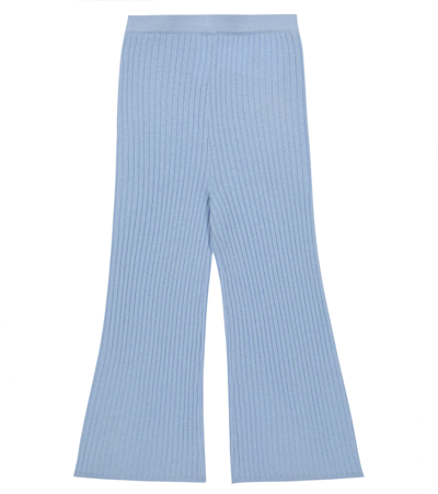 Morley Kids' Ona Ribbed-knit Flared Wool Pants In Sky