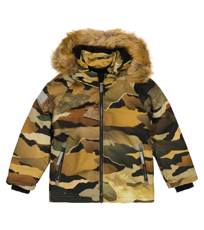 Molo Kids' Castor Printed Jacket In Autumn Camo