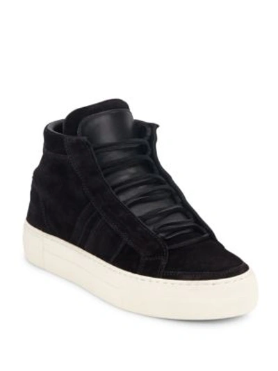 Helmut Lang High-top Leather Flatform Trainers In Black