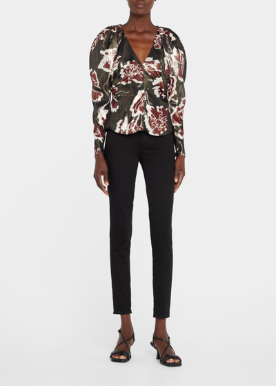 Tanya Taylor Cameron Shimmer Floral Top In Multi