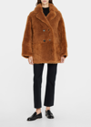 Loro Piana Double-breasted Reversible Shearling And Leather Coat In H0ev Pecan Nut