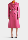 Prada Leather Double-breasted Trench-coat In F0029 Fuxia