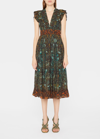 Ulla Johnson Samara Ruffle Sleeveless Midi Dress In Rainforest