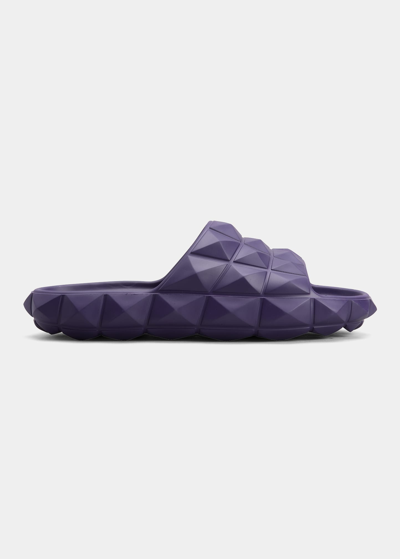 Valentino Garavani Roman Stud Turtle Rubber Slide Sandals In Purple