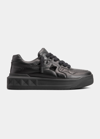 Valentino Black One Stud Xl Nappa Leather Low-top Sneakers In Black