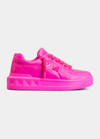 Valentino Men's One Stud Xl Low-top Napa Leather Sneakers In Disco Pink