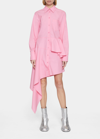 Jw Anderson Asymmetric Poplin Peplum Shirtdress In Watermelon Pink
