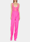 Valentino Semi-sheer Silk Chiffon Tank Top In Pink