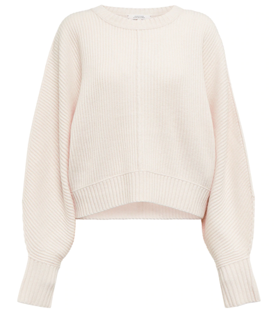 Dorothee Schumacher Ribbed Wool And Cashmere Sweater In Porcelain White