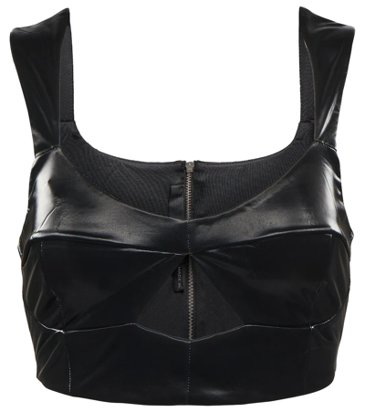 Rotate Birger Christensen Cutout Faux Leather Crop Top In Black