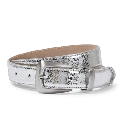 Khaite Benny Metallic Leather Belt In Silver | ModeSens