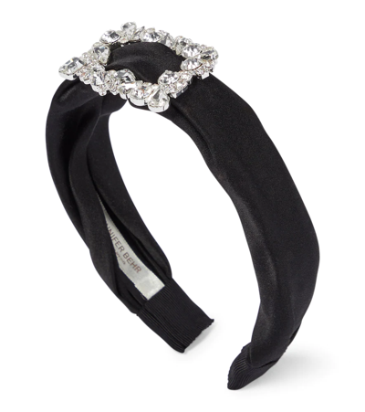 Jennifer Behr Elise Embellished Silk Headband In Black