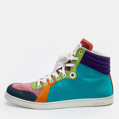 Pre-owned Gucci Multicolor Satin Coda High Top Sneakers Size 43