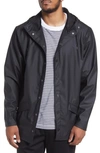 Rains 12010 Waterproof Short Jacket With Tonal Logo In Black