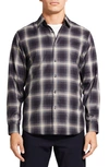 Theory Irving Shade Cotton Flannel Button-up Shirt In Black